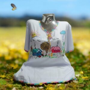 Blusa Bordado Casas